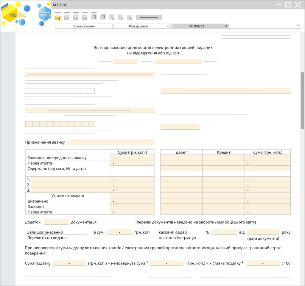 звіт про використання коштів